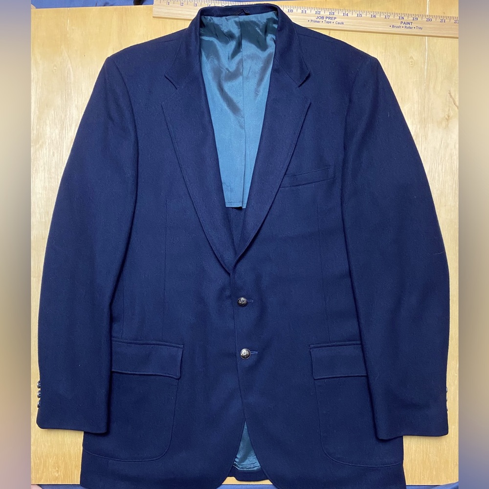 Sears Roebuck Wool Collection Navy Blue Sport Coat Blazer 44L